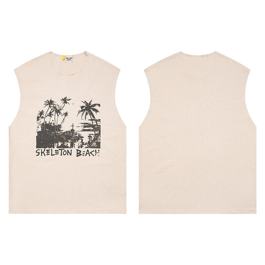 Gallery Dept T-Shirt Letter Pattern Washed Old Short Sleeve T-Shirt