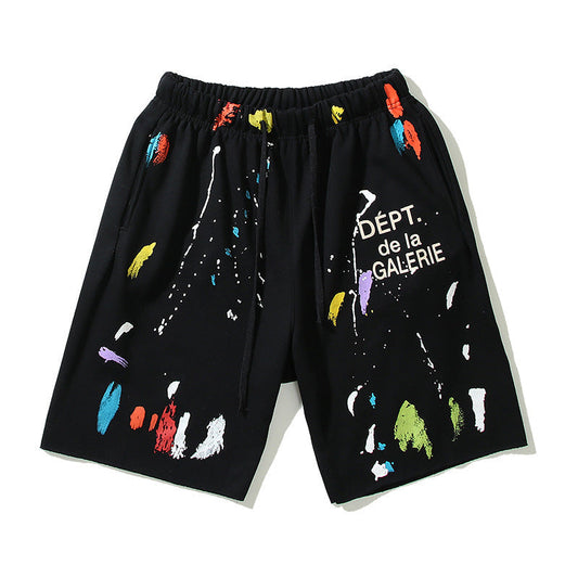 Gallery Dept Shorts Hand Painted Graffiti Ink Splashed Alphabet Casual Shorts