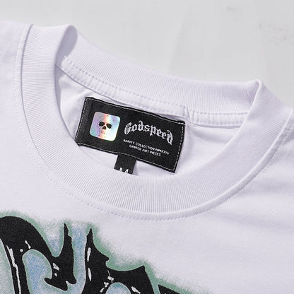 Godspeed T-shirts Skull Marines Printed Cotton Casual Short Sleeves Men and Women