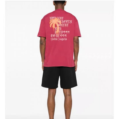 Palm Angels T-shirt Letter Painted Coconut Tree Print Short Sleeve T-shirt