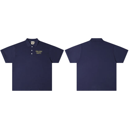 Gallery Dept T-Shirt Alphabet Slogan Lapel Short Sleeve Polo Shirt