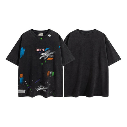 Gallery Dept T-shitrs Splash Ink Hip Hop Trend plus Size Short Sleeve