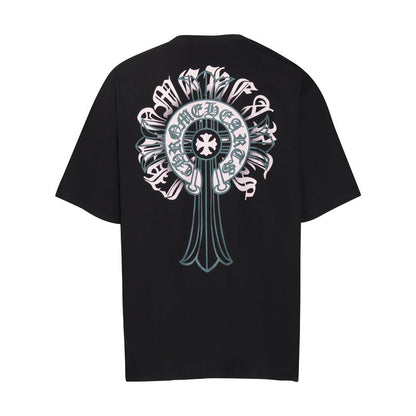 Chrome Heart T Shirts Cross Print Short Sleeve T-Shirt Loose