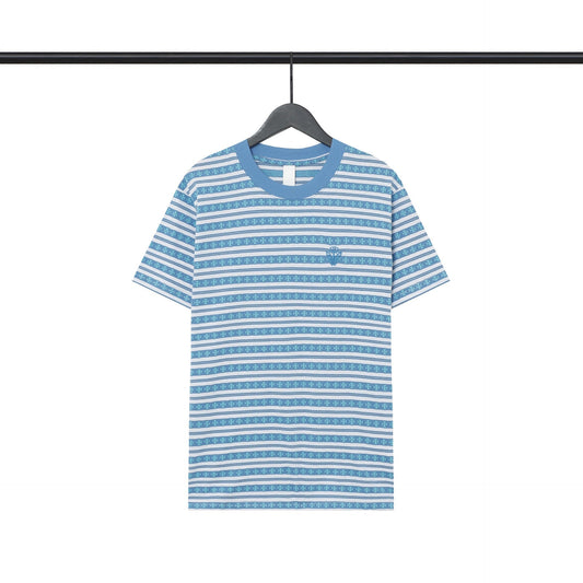 Chrome Heart T Shirts Poison Home Stripe Jacquard Embroidery Short Sleeve Couple T-Shirt