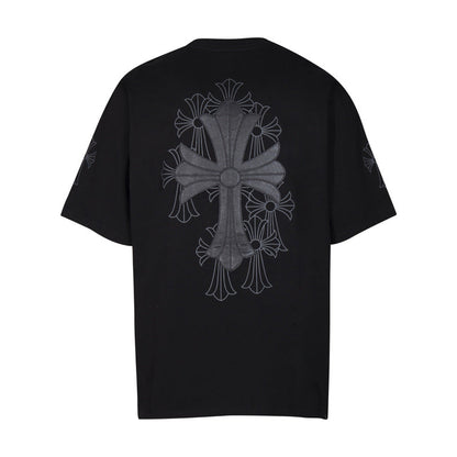 Chrome Heart T Shirts Croix Cross Color Embroidery Printed Short Sleeve T-Shirt Loose