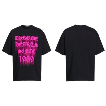 Chrome Heart T Shirts Croix Cross Leather Printed Short Sleeve T-Shirt