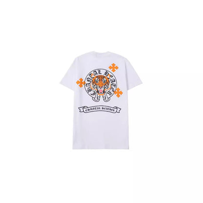Chrome Heart T Shirts Color Scroll Tiger Head Pattern Short Sleeve T-Shirt