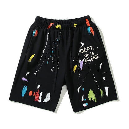 Gallery Dept Shorts Hand Painted Graffiti Ink Splashed Alphabet Casual Shorts