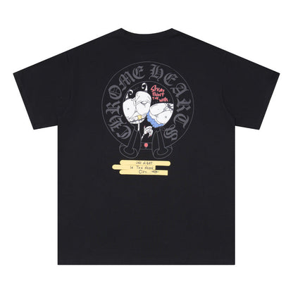 Chrome Heart T Shirts Crowe Cartoon Comic Print Short Sleeve