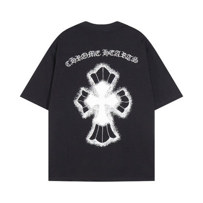 Chrome Heart T Shirts Croix Cross Leather Printed Short Sleeve T-Shirt