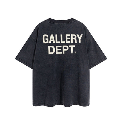 Gallery Dept T Shirts Vintage Distressed Loose Wash Short Sleeve Gallery Dept Printed Men and Women Base Te