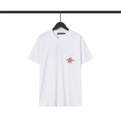 Chrome Heart T Shirts CH Flower Sanskrit Casual Short Sleeve T-Shirt Loose