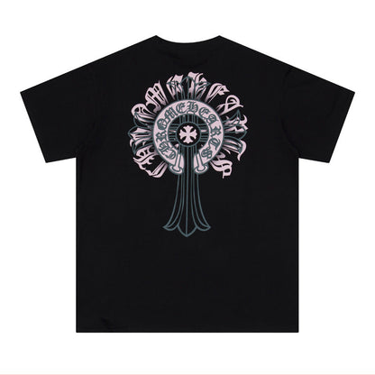 Chrome Heart T Shirts Cross Print Short Sleeve T-Shirt Loose