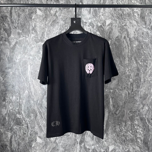 Chrome Heart T Shirts Pink Sanskrit Leather Short Sleeve T-Shirt