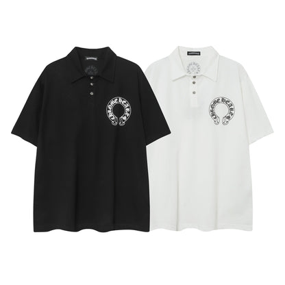 Chrome Heart T Shirts Sanskrit horseshoe print polo shirt short sleeve