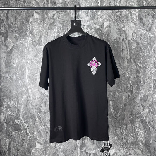 Chrome Heart T Shirts Cross Horseshoe Printed Cotton Loose Casual T-Shirt