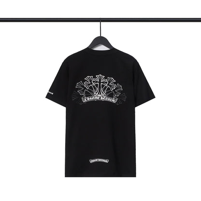 Chrome Heart T Shirts Sanskrit Color Printing Loose Casual Crew Neck Short Sleeve T-Shirt