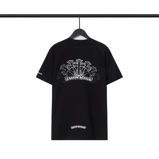 Chrome Heart T Shirts Sanskrit Color Printing Loose Casual Crew Neck Short Sleeve T-Shirt
