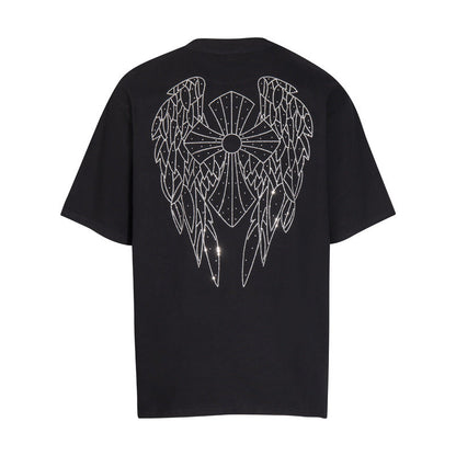 Chrome Heart T Shirts T-Shirt Hot Diamond Angel Wings Cross Cotton Short Sleeve