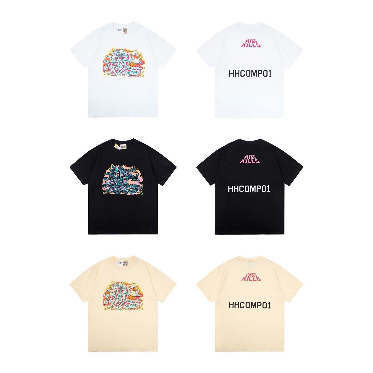 Gallery Dept T-Shirt Ink-splashing Tie-dye Alphabet Short Sleeve T-Shirt