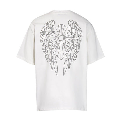 Chrome Heart T Shirts T-Shirt Hot Diamond Angel Wings Cross Cotton Short Sleeve