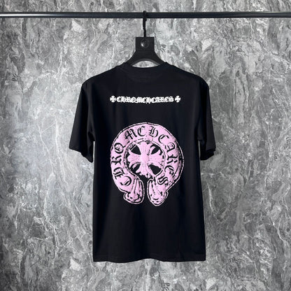 Chrome Heart T Shirts Pink Sanskrit Leather Short Sleeve T-Shirt