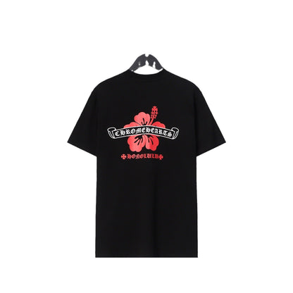 Chrome Heart T Shirts CH Flower Sanskrit Casual Short Sleeve T-Shirt Loose