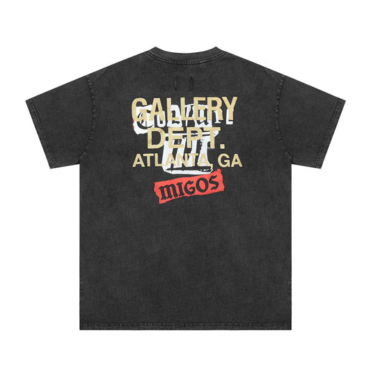 Gallery Dept T Shirts Fashion Short Sleeve Gallery Dept Washed Old High Street T-shirt BF Loose