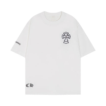 Chrome Heart T Shirts Cross Print Short Sleeve T-Shirt Loose