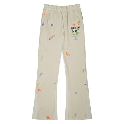 Gallery Dept Sweatpants Hand Painted Ink Splashing Graffiti Splicing Contrast Trousers